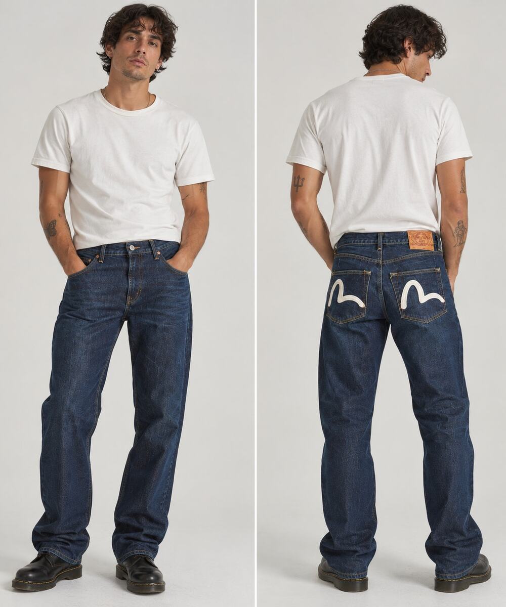 Vintage 2000s EVISU Genes Selvedge Denim Embroidered Seagull Jeans Mens 36